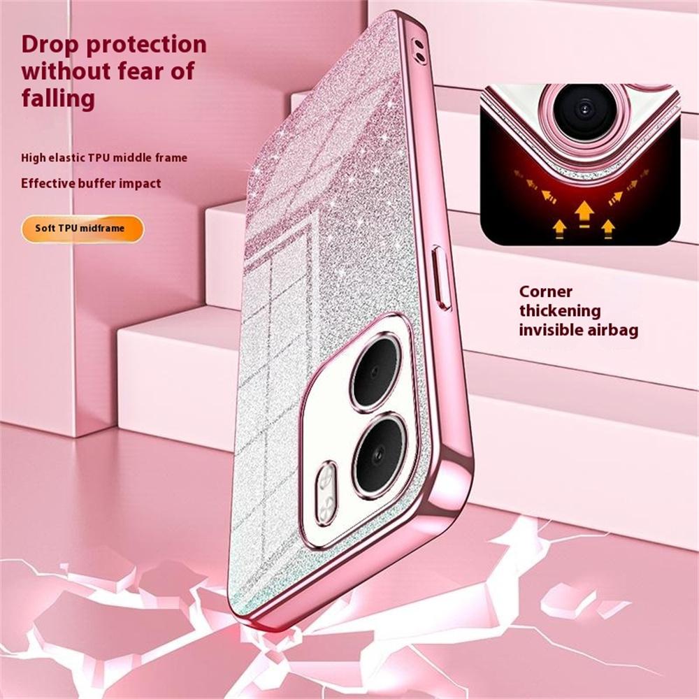 Pro Oppo A5x 5G Pouzdro Elektroplating Gradient Třpytivé TPU Kryt na telefon