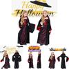 Spooky Halloween Witch Costume For Kids Black Polyester Scary Girl Party Outfit