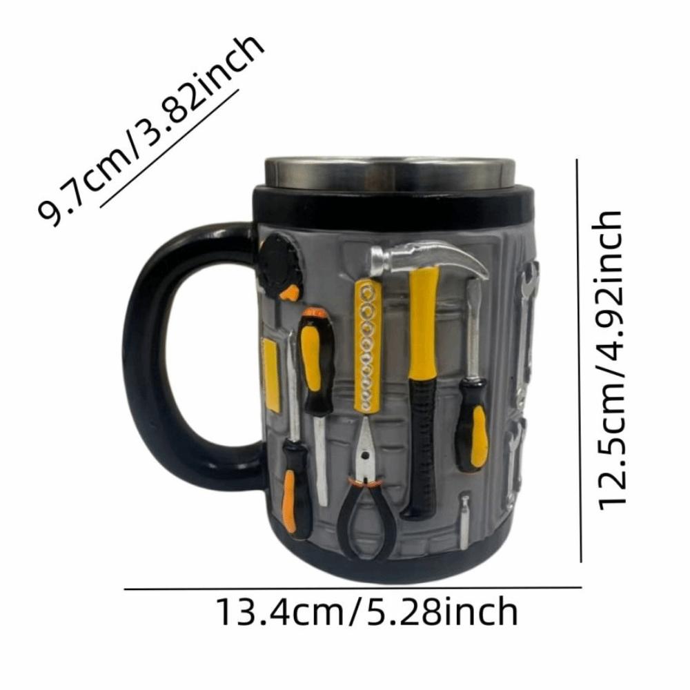 3D design nářadí Hrnnek na kávu Nerezový pohár na vodu Vtipný hrnek pro mechanika Dárky pro muže