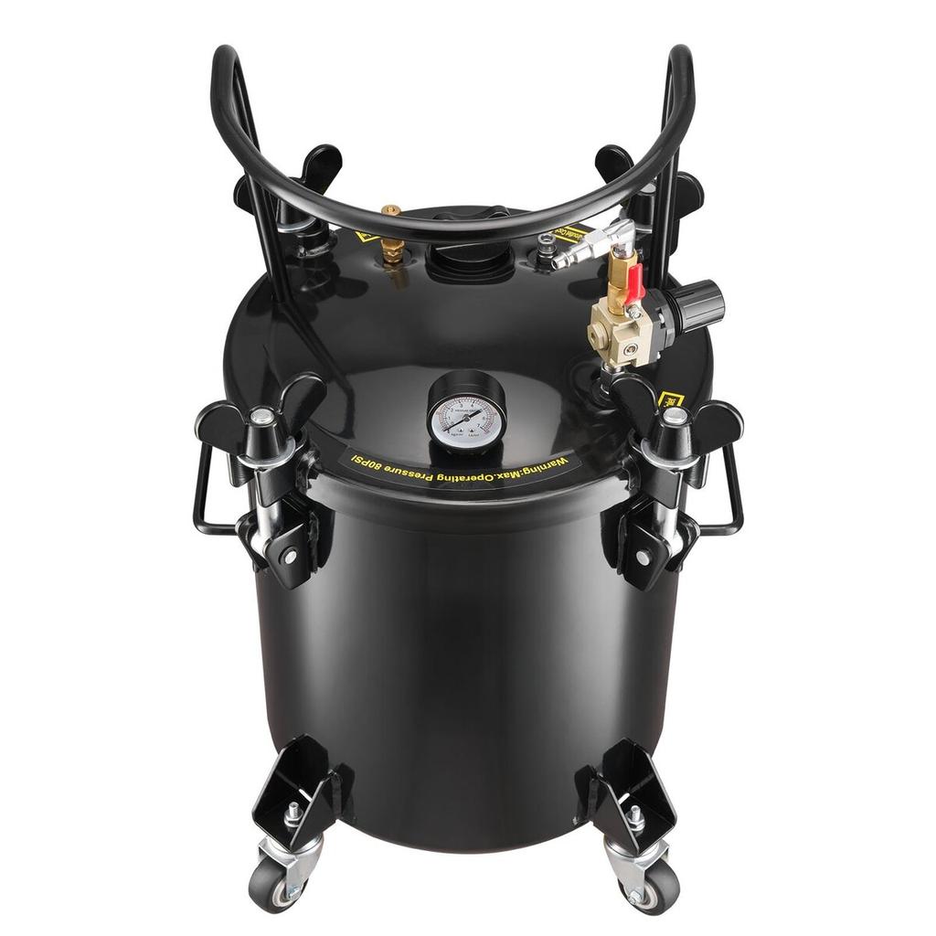 Pressure Pot Paint Tank, 20 L Heavy Duty Steel Pressure Pot Tank, Spray Paint Pressures Pots with Three Quick-Connect Couplers for Home Use, DIY, Art