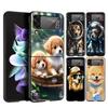 Cartoon Dogs Hard PC Phone Case For Samsung Galaxy Z Flip 5 4 3 Black Cover For Galaxy Z Flip 6 Foldable Shockproof Cases Fundas