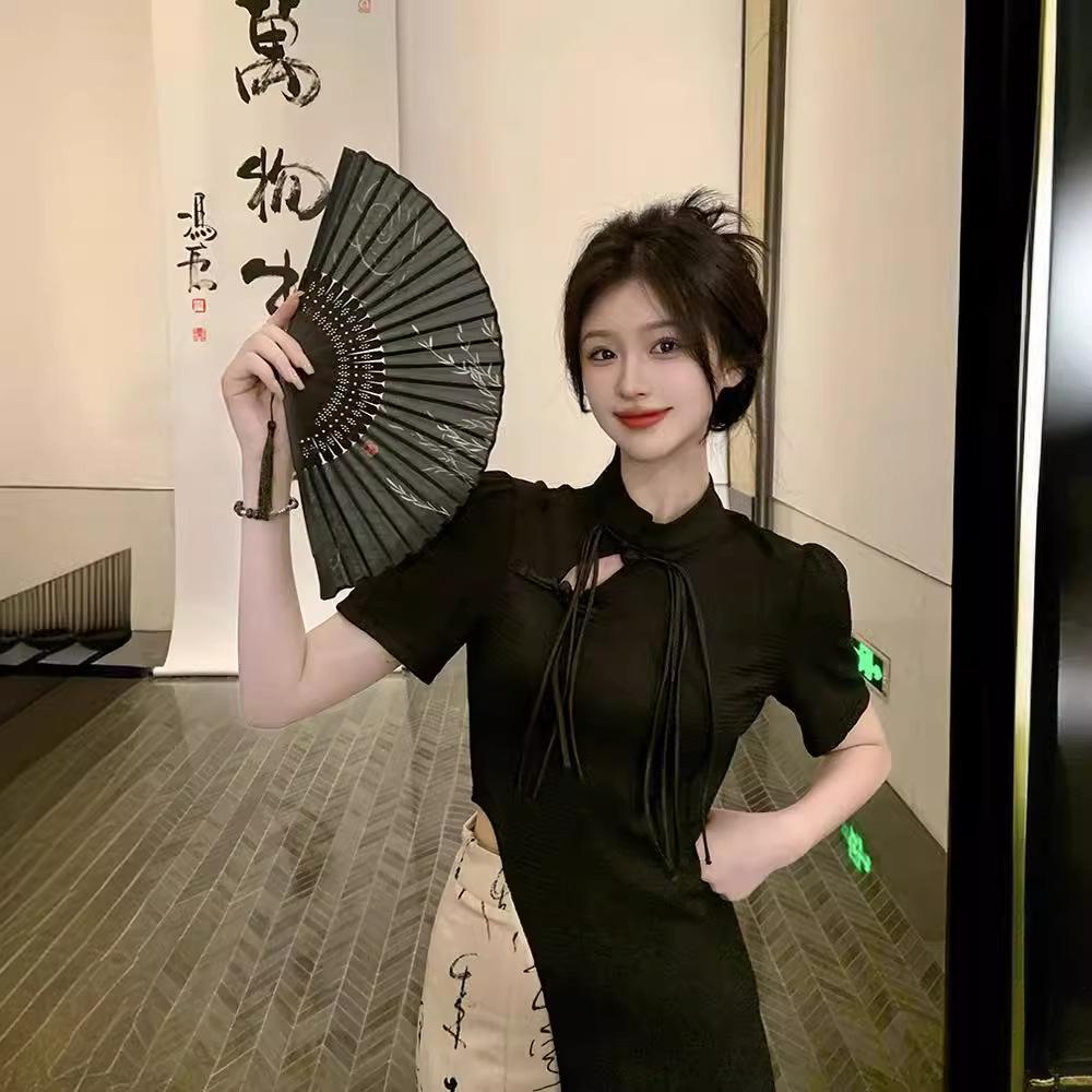 2026 new retro new Chinese skirt medium and long short-sleeved cheongsam dress summer temperament two-piece set