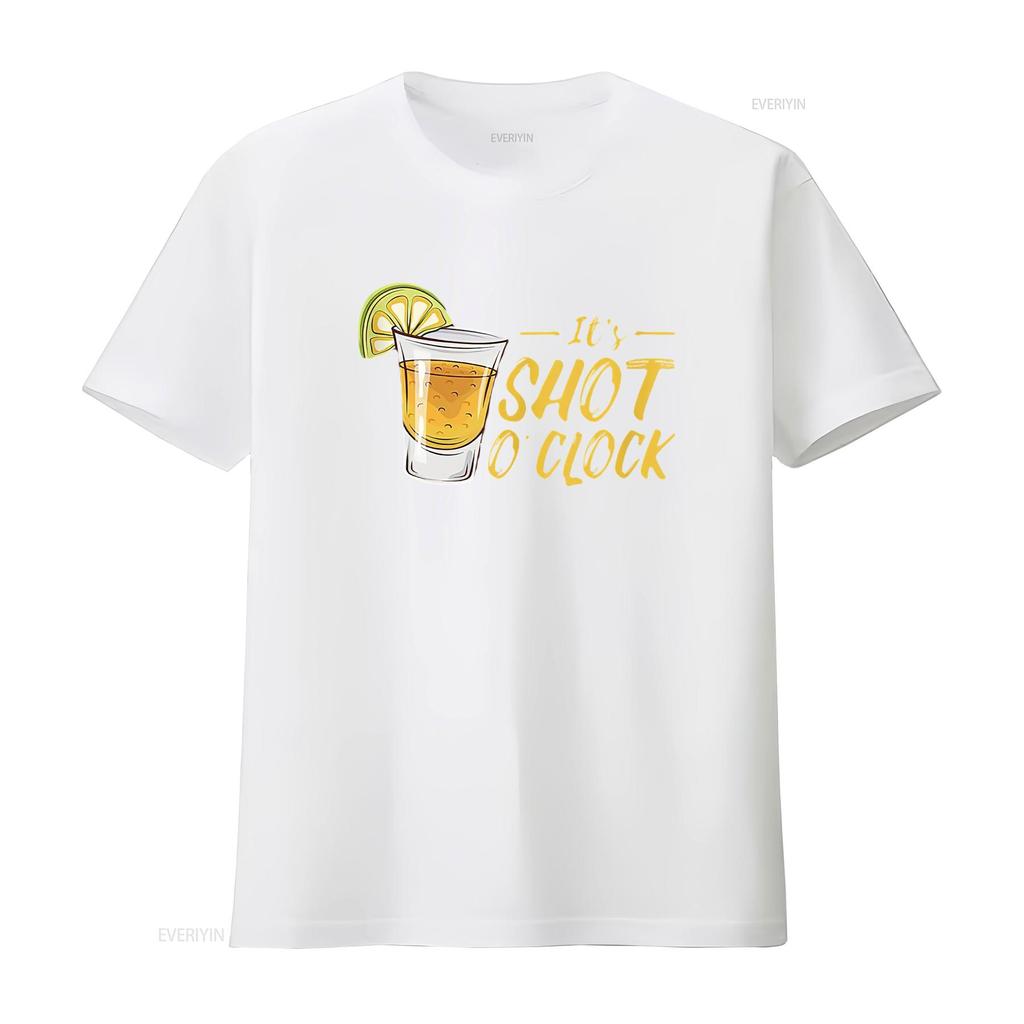 Es ist Shot O Clock Alkohol Tequila Limette Party Herren T-Shirt Weiß vintage Gewaschen Grafik Atmungsaktiv Lässig Stilvoll Vielseitig