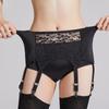 Satin Lace High-Waist 6-Garter Belt with Adjustable Metal Buckle for Women