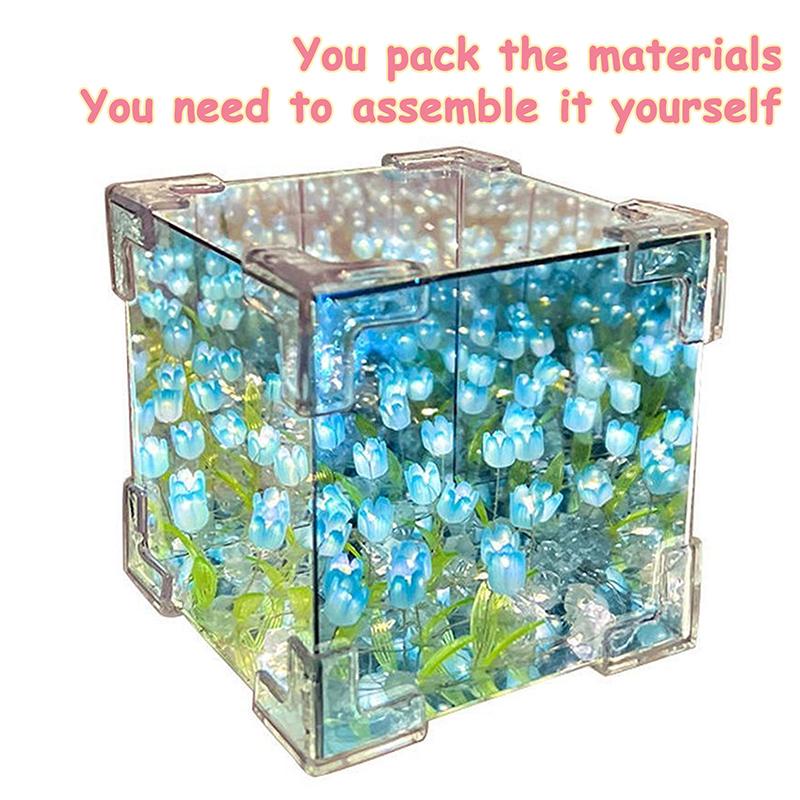 

1 комплект пара девушка подарок 10 см креативный сделай сам тюльпан цветок морской куб трехмерный маленький ночник упаковка материала