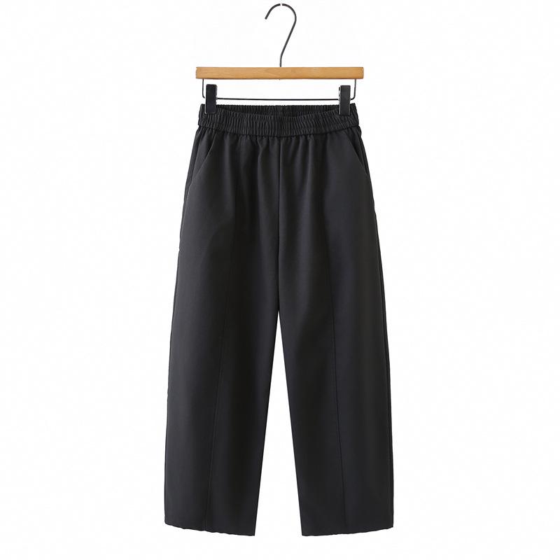 

2026 Spring High Waist Plus Size Elastic Cropped Pants for Women: Slimming, Casual Banana Style 4XL чорний