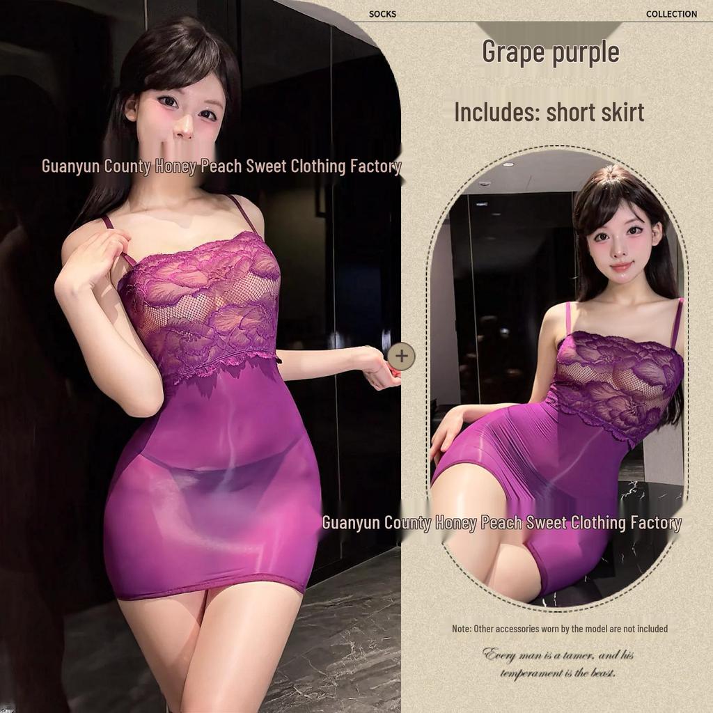 Sexy Lingerie Sheer Lace Panel Bodycon Spaghetti Strap Mini Dress for Women