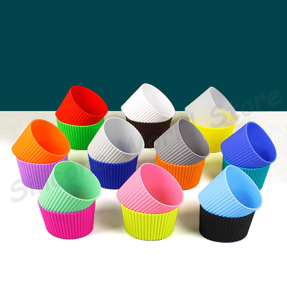 Silicone World Silicone Anti scalding Anti Slip Coffee Cup Cover Universal Tapered Thread Cup Sleeve Mug Ceramic Glass Cup Cover