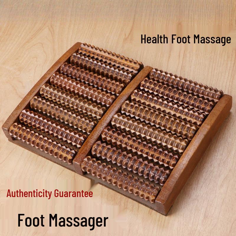 Solid Wood Foot Massager with Pedals and Roller Therapy