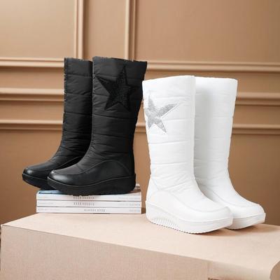 Snow Boots  Winter Thick-soled Non-slip Thickened Down Cotton Boots Winter New Cotton Shoes Outdoor Waterproof Medium Boots