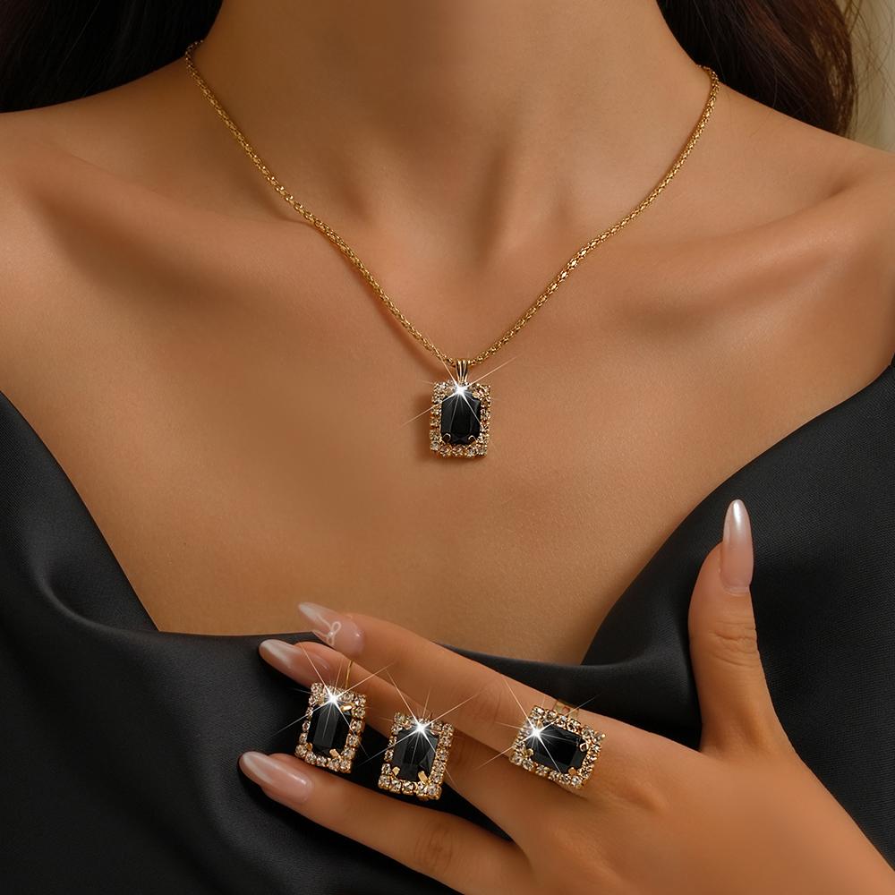 

4 pieces of light luxury niche laser flower necklace bracelet stud earrings women s titanium steel Zircon set gift for girlfrie