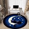 1 Stück Mond Katze Büro Runder Teppich, Matte Geeignet Für Büro, Unter Bürostühlen Schlafzimmer Wohnzimmer Heimdekoration, Raumdeko