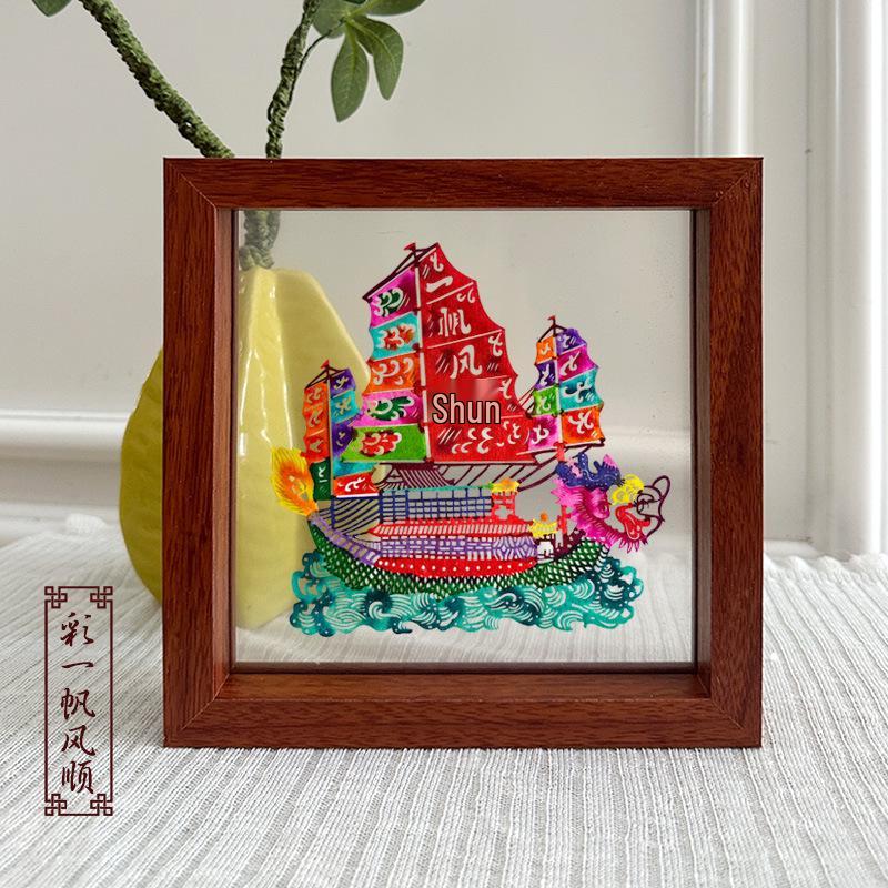 Xianci Double-Sided Transparent Frame: A4 Paper-Cut Calligraphy Fu Character Display Stand