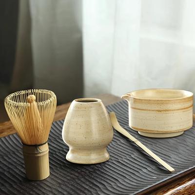 4-teiliges japanisches Matcha-Tee-Set, sicherer Bambus-Schneebesen, Teelöffel, Tee-Sets, Getränkeladen für den Innenbereich, Teezubereitungswerkzeuge, Zubehör