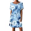 Damenmode Kurzarmkleid mit Taschen Blumendruck Lässiges Strandkleid