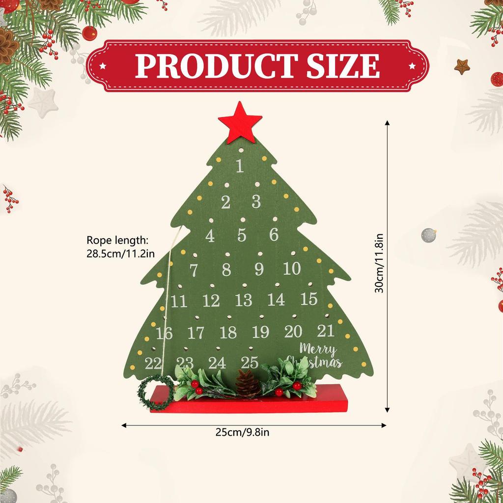 Christmas Advent Calendar Table Decoration with Numbers Reminder Desk Desktop Ornament for