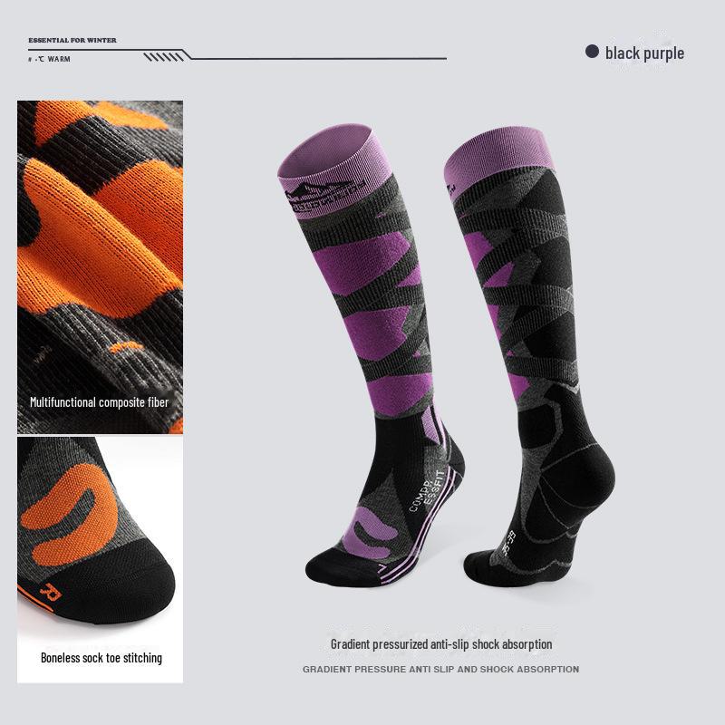 DWZ09 Non-Slip Thick Wool Ski Socks for Outdoor, Snow, Cycling, and Mountaineering - Mid-High Tube, Warm for Autumn & Winter