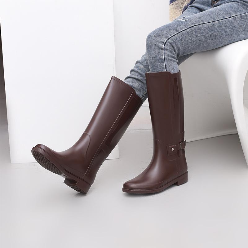 Water shoes Japan and South Korea high tube rain shoes women's rain boots long tube high-end waterproof rubber shoes horse boots water boots