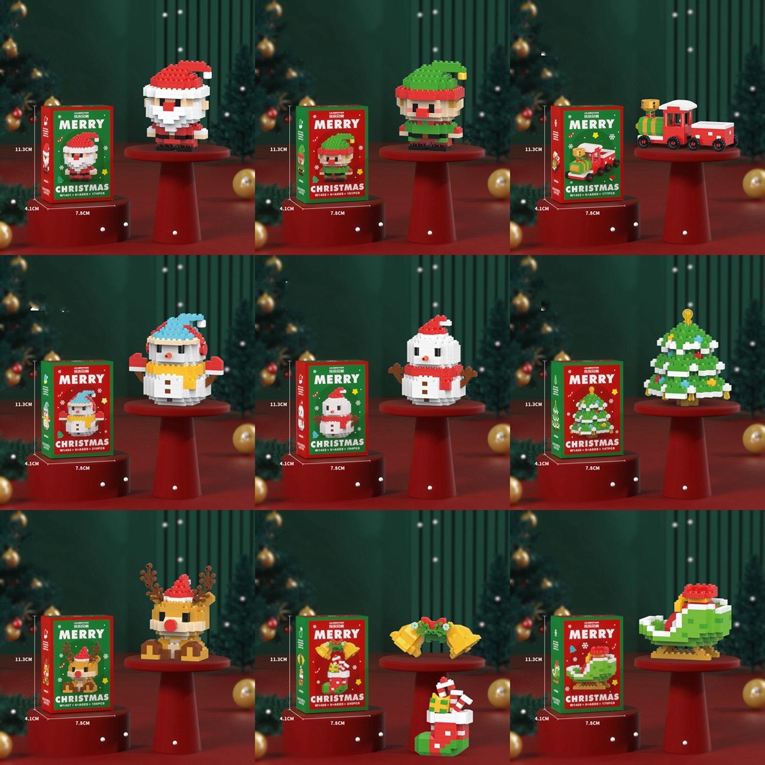 

2pcs Santa Claus Figure Micro Building Block Reindeer Puzzle DIY Assembling Bricks Christmas Gifts Xmas Tree