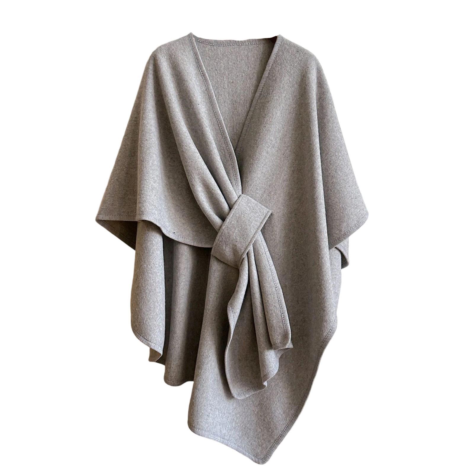 

Faux Wool Shawl Wrap Unisex Cold Weather Essential Soft Warm Scarf Easy To Clean серый