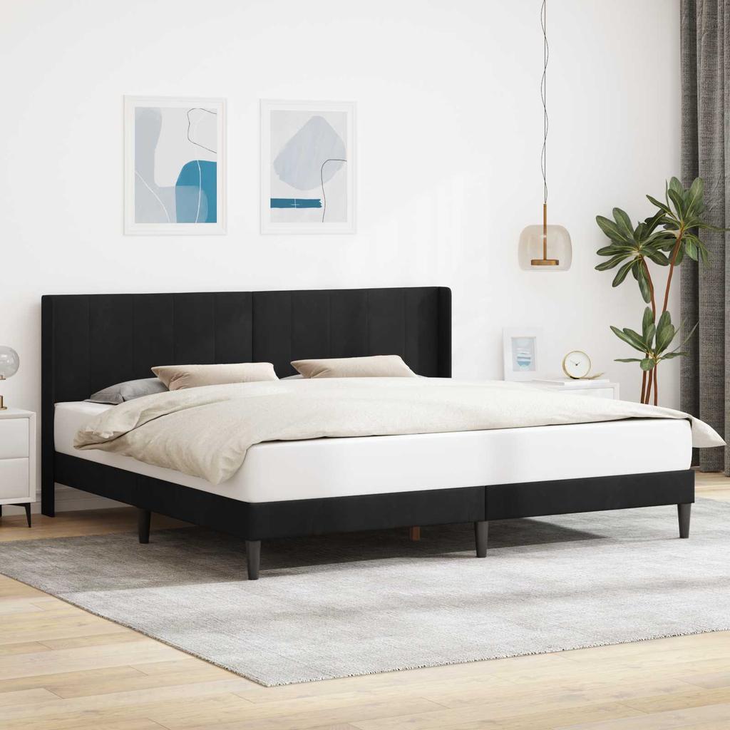 Bed Frame with Headboard Black 180 x 200 cm Velvet