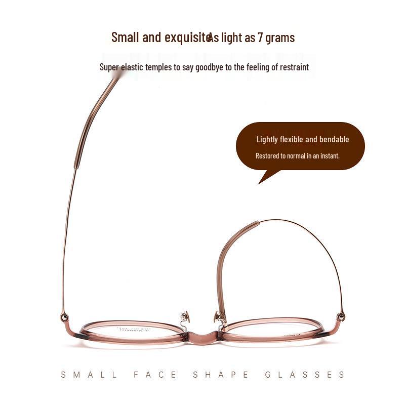 Women's Korean-Style Ultralight Full Rim Pure Titanium Eyeglass Frames for Small Face, Model 9104 - Extra Wide Myopia Glasses