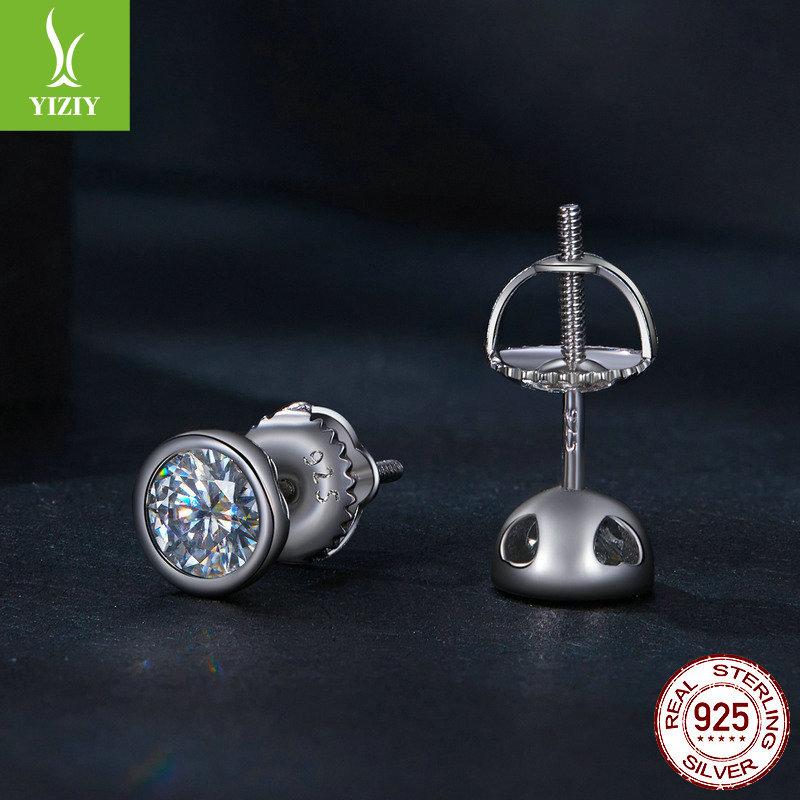 Simple 50-Point Exquisite Moissanite Threaded Stud Earrings With 925 Silver Moissanite Design