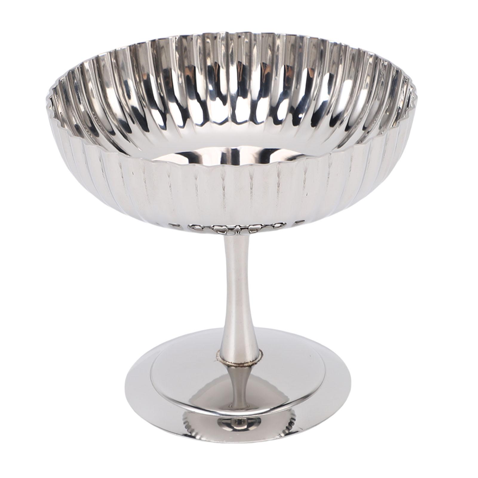 

Чашки для мороженого из нержавеющей стали на высокой ножке, десертные пиалы, высокие чашки на ножке для пудинга, закусок, замороженного йогурта Vertical pattern cup