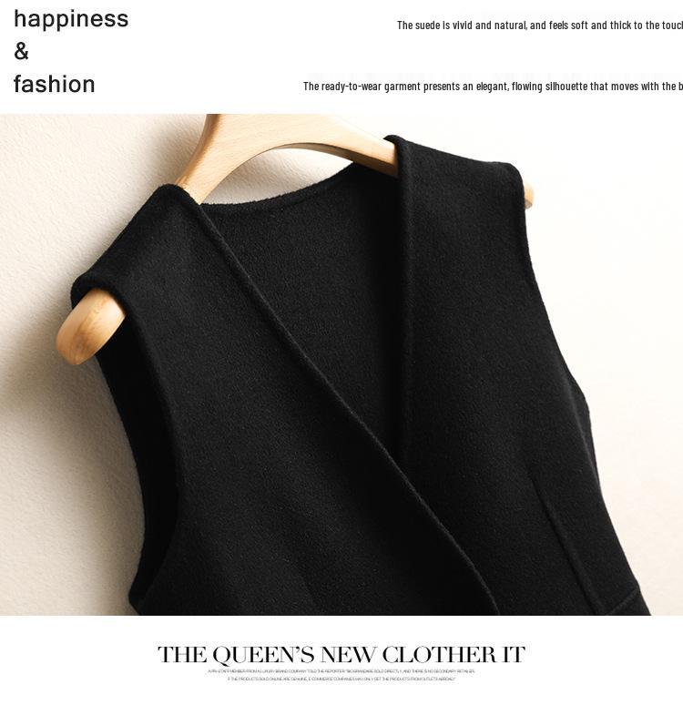 Women's Double-Sided 100% Wool V-Neck Vest - Autumn/Winter Versatile Sleeveless Top