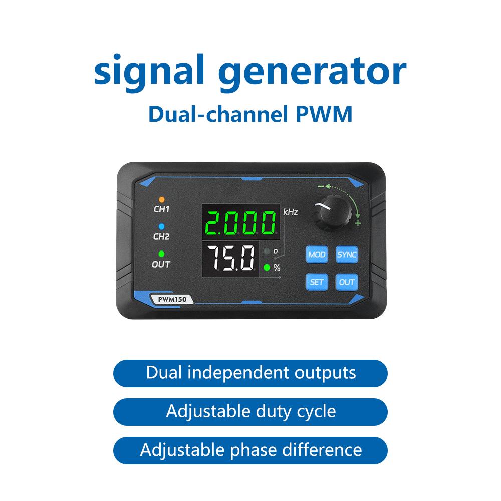Dual-Channel PWM 150 Signal Generator for Servo Motor Drive, Square Wave Pulse with Adjustable Frequency, Duty Cycle, and Phase