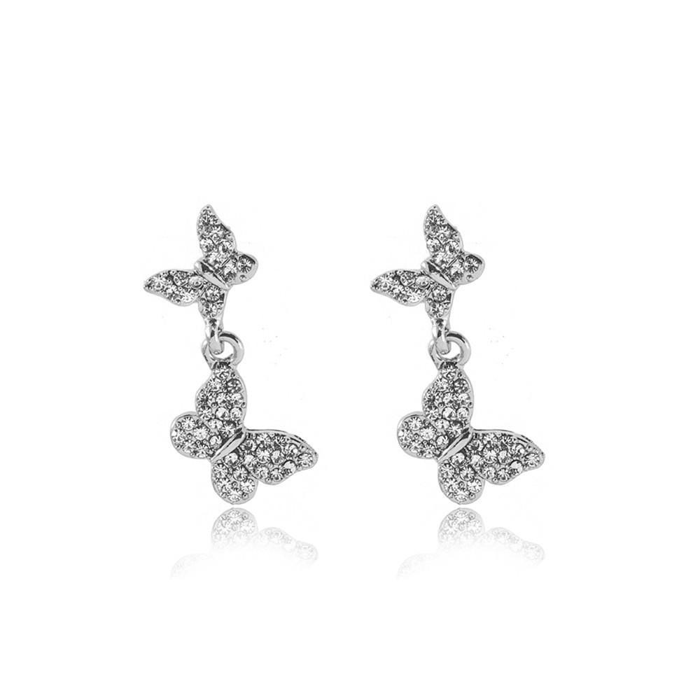 Stylish Women's Alloy Butterfly Earrings Trendy Geometric Design In Gold And Silver