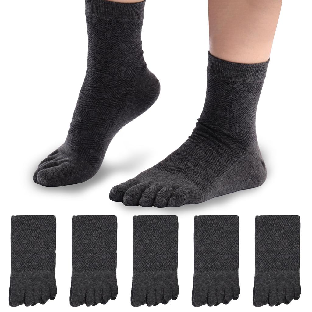 Business Antibacterial and Breathable Suitable for All Premium Set of 5 O.F.M Men's Five-Toe Socks, Socks, Odor-Resistant, Cotton, Seasons, Quality,