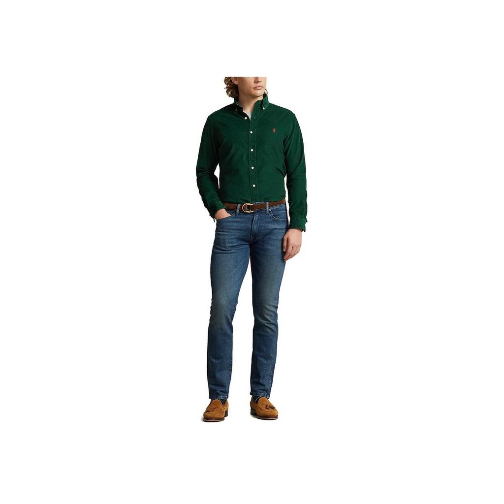 Polo Ralph Lauren FW23 Solid Logo Embroidered Long Sleeve Shirt Men shirts Green MNPOWOV16823126-300