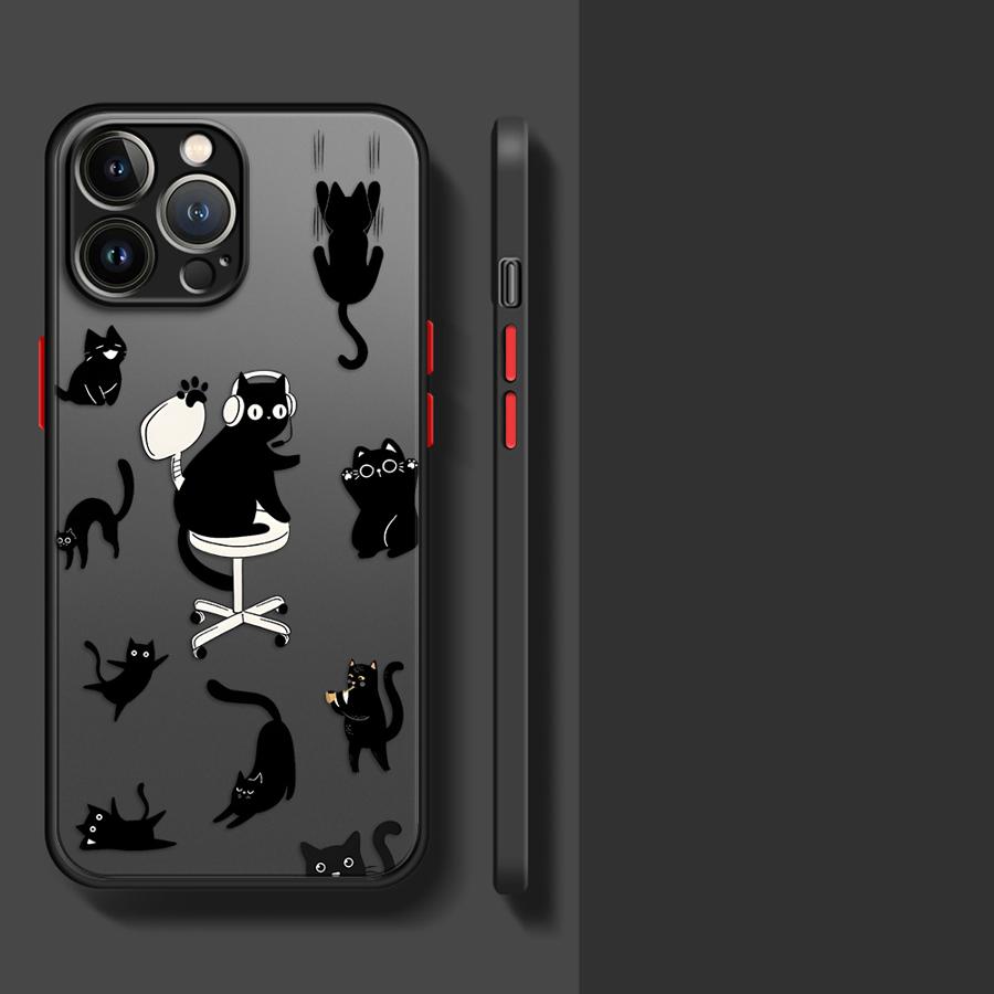 Case for iPhone 17 Pro Max 14 15 13 Mini 7 8 SE Air XS XR 16 Plus 12 11 Funda Back Phone Cover Cute Cartoon Cat