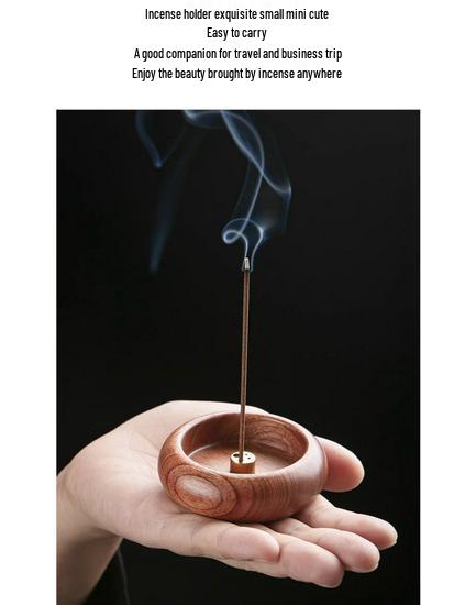 Walnut Mini Solid Wood Incense Holder - Multi-Hole Agarwood & Sandalwood Burner for Home & Travel