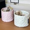 Quilted Country Style Floral Cosmetic Bucket Bag Large Capacity Portable Makeup Organizer