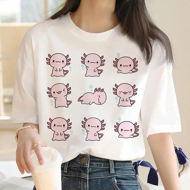 Ajolote Axolotl tricou haine feUnisex kawaii vintage y2k haine imprimeu cuplu haine unisex tricou tumblr estetic