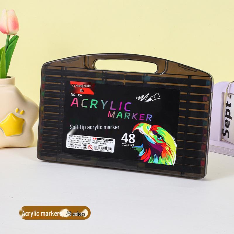 Quick-Dry Black Acrylic Marker: No-Bleed, Layerable, Soft Tip for Kids' Graffiti Art