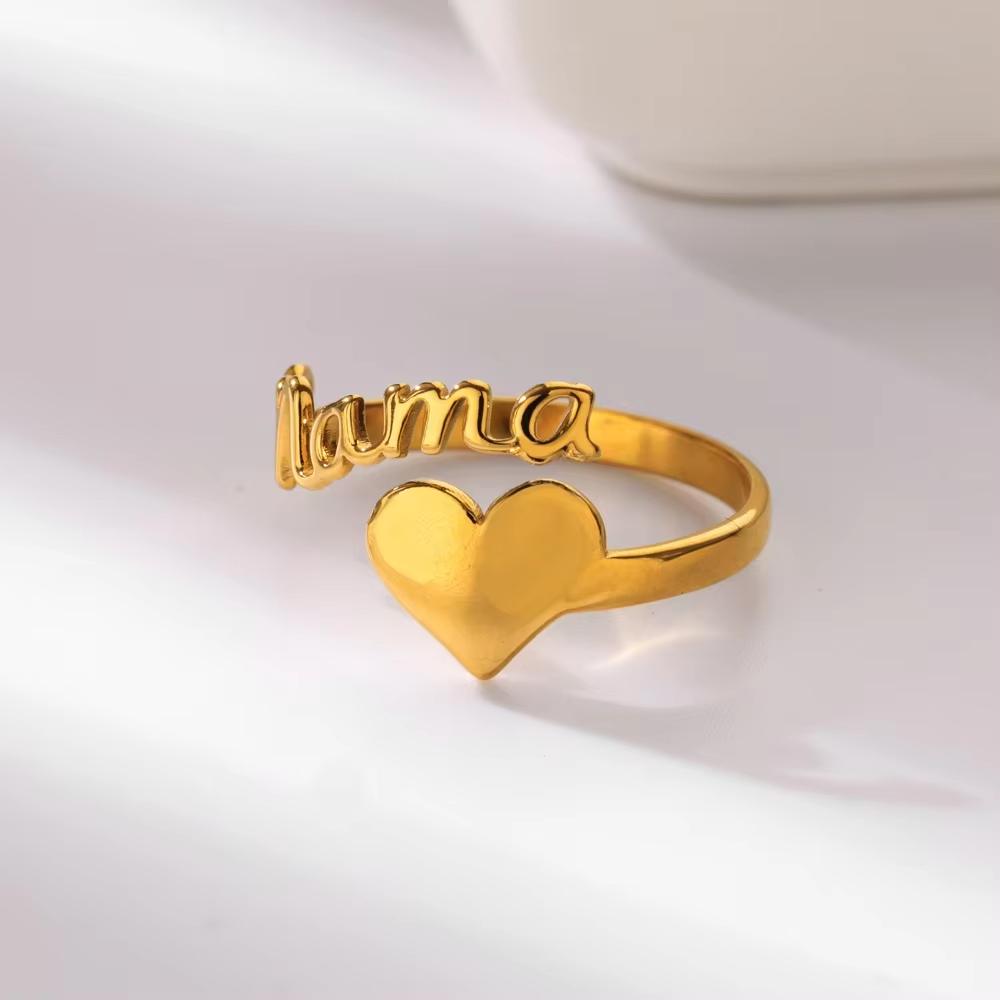 Elegant Mama Letter Heart Cuff Bangle For Women Charm Gold Color Stainless Steel Opening Bracelets Mother's Day Jewelry Mum Gift