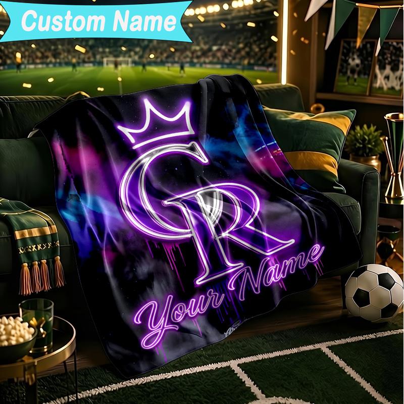 1PC Custom Name Blanket Colorado Baseball Flannel blankets Patterns Throw Blanket All-Season Soft Gift for Couch, Bed, Camping, Birthday gifts