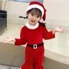 Red Santa Claus Children Christmas Clothes Cosplay with Top Pants Hat Performance Costume Set Elf Outfits Soft Plush