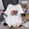 Plus Size Round Neck Loose Fit Mid-Length Short Sleeve T-Shirt for Women (200-350 Jin)