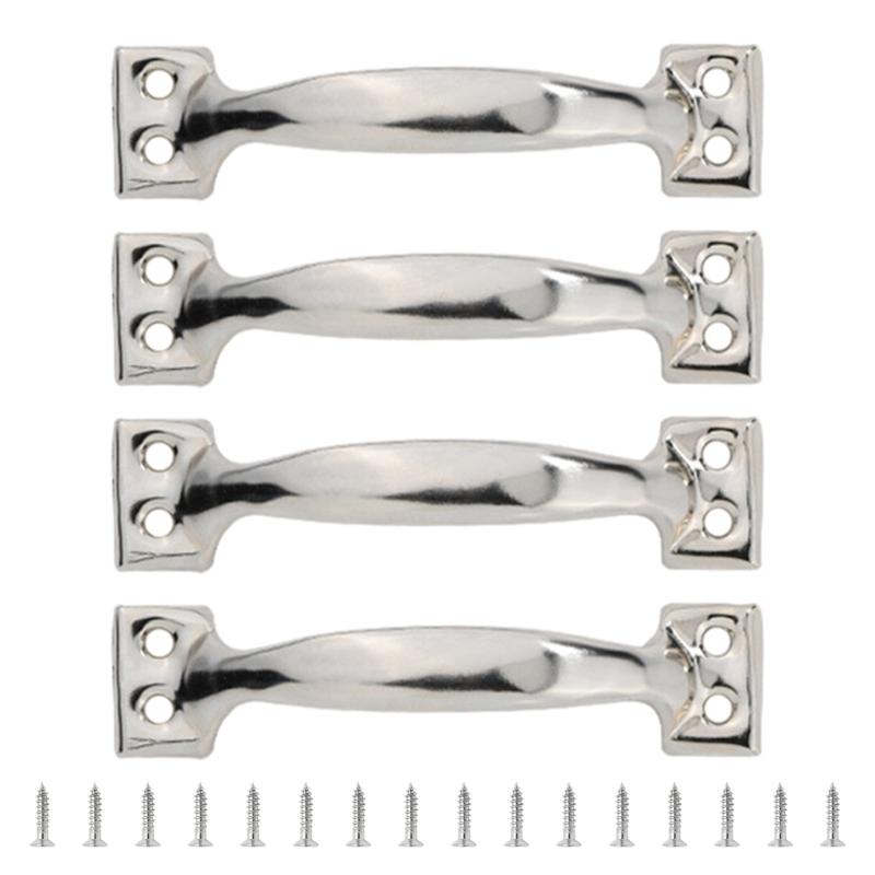 4pcs Arched Handles for Garage Door and Indoor Cabinets Metal Barn Door Pulls Easy Install Wood Fence Cupboard Handles