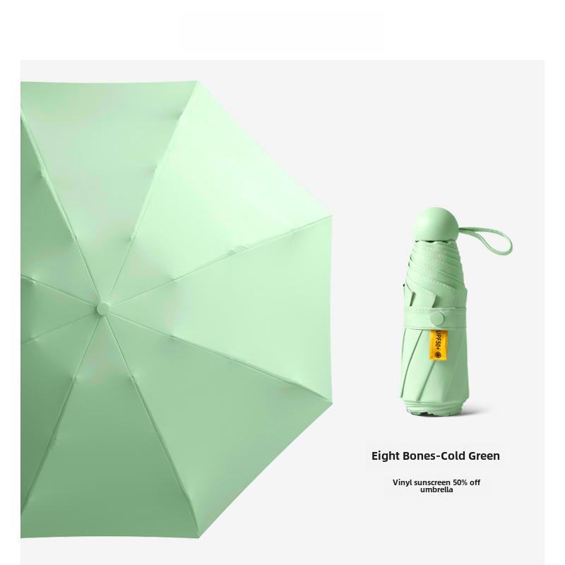 Umbrelă compactă de damă cu ștanțare aurie: Protecție UV, pliabil portabil, pentru soare și ploaie