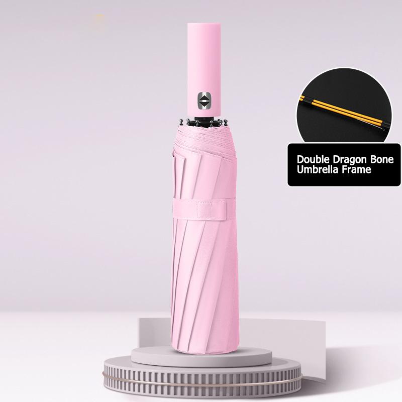 24 Bone Fully Automatic Umbrella Large, Black Rubber Sunshade Umbrella, Sun Protection Umbrella, Folding Sunny Umbrella.zwq