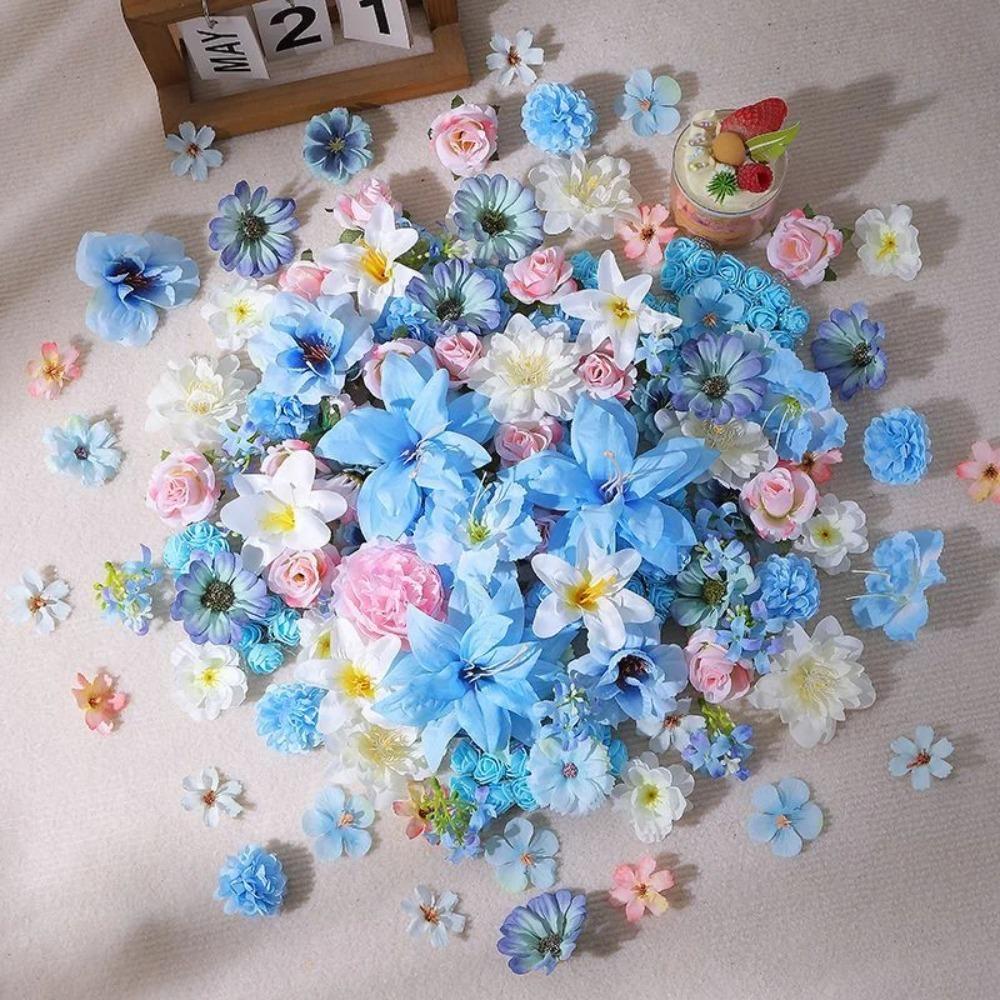 20/52Pcs Artificial Flowers Silk Fake Flowers for Home Decor DIY Craft Gifts Accessories Bride Wedding Decor Photography Props