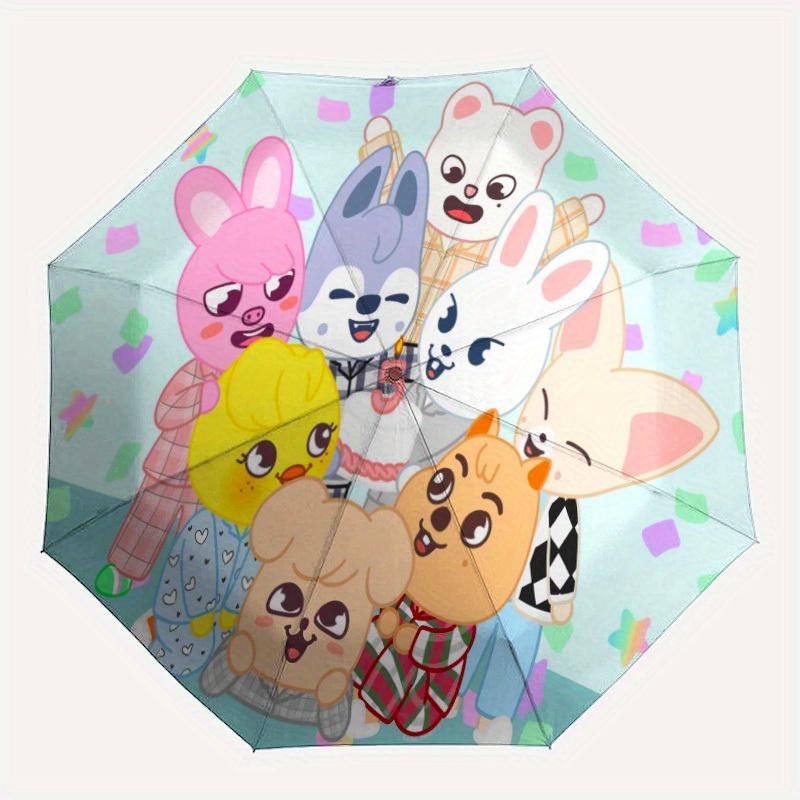 1pc Automatic Folding Umbrella -Skz Fanart Pattern,Portable & Foldable Design with 8 Ribs,Casual Outdoor Accessory Halloween and Christmas B