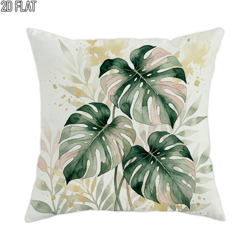 2D Flat 1pc Outdoor Pool Party Spring Floral Bohemian Throw Pillow Covers Green Beige Cosy Decorative
