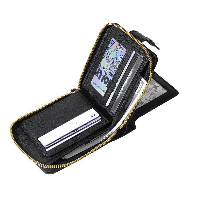 Leather Men’s Wallet Luxury Mens Purse Male Zipper Card Holders with Coin Pocket Wallets Gifts for Men Money Bag