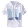 Men's Japanese-Style Summer Color-Block Short-Sleeve Cotton Shirt